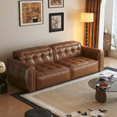 Vintage-style smart electric leather sofa bed with recliner design for modern living rooms